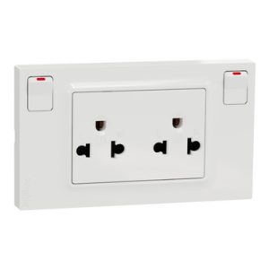 Bộ ổ cắm đôi 3 chấu có công tắc MILUZ-E - M3TS_SIS_WE